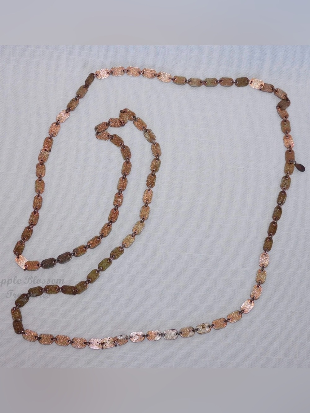 Vintage MC Lisa Jewels Textured Patina Plated Metal 25” Long Link Necklace